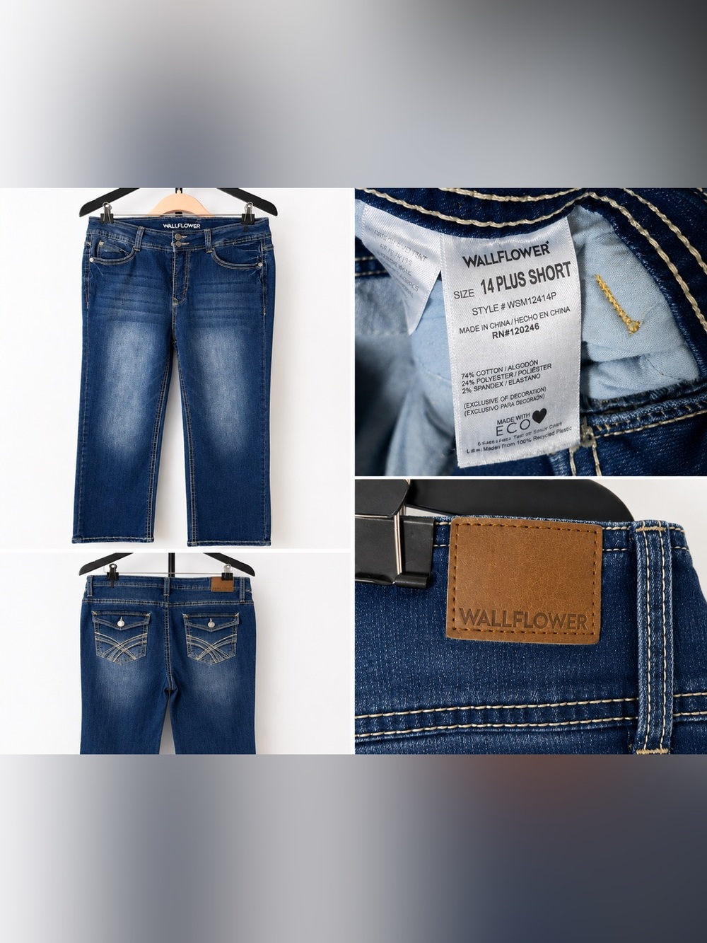 WallFlower 14 Plus Short Curvy Stretch Bootcut Jeans Dark Wash